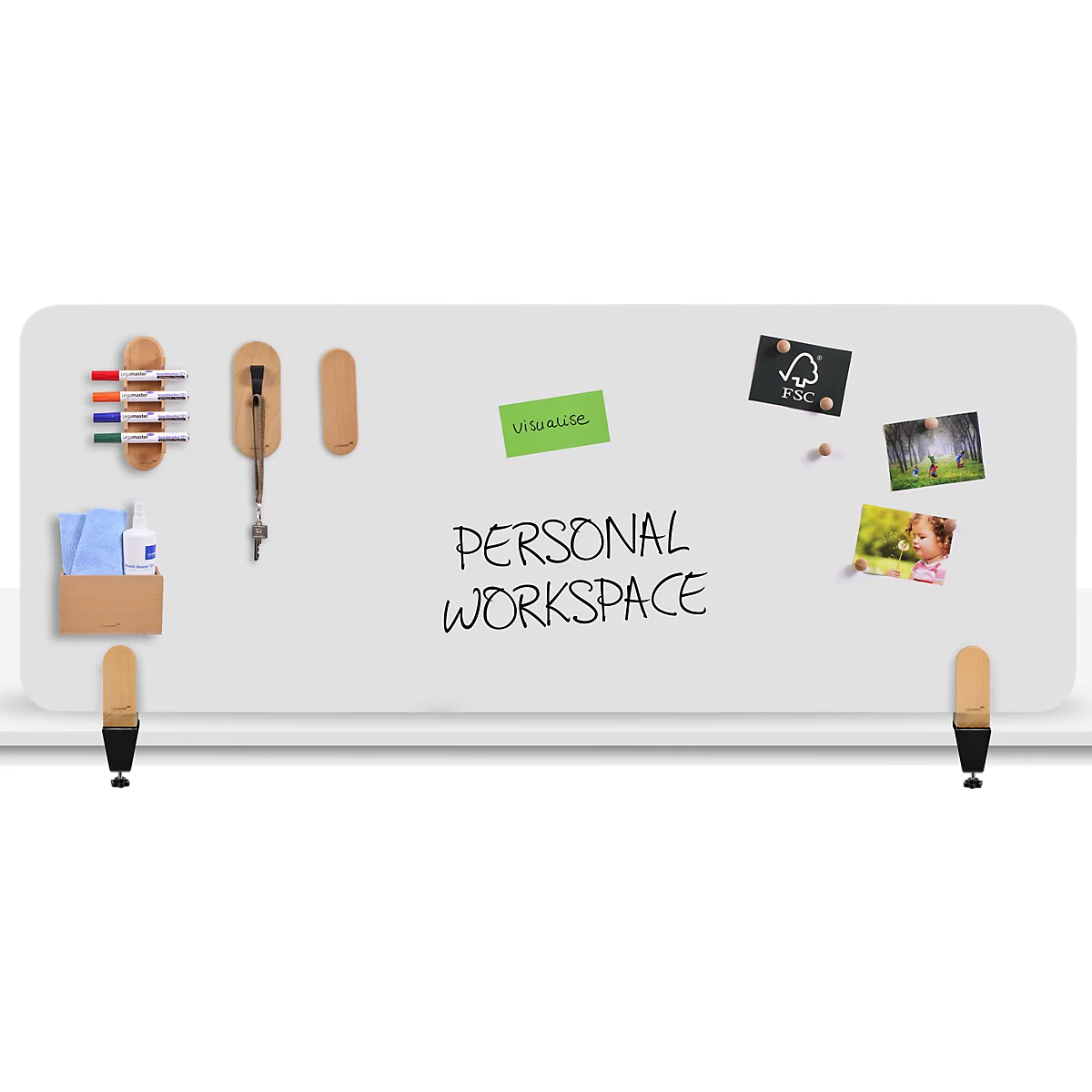 Legamaster Whiteboard-Tischtrennwand Elements, Stahl emailliert, inkl. 2 Tischklemmen, B 1600 x H 600 x T 11 mm